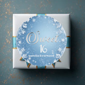 Ice Blue Frost Fairytale Winter Snow Sweet 16 Chic ラウンドシール