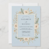 Ice Blue Frosty Winter Wedding 招待状 (正面)