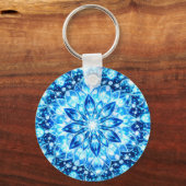 Ice Blue Kaleidoscope Mandala – Frost Glow Keychai キーホルダー (正面)