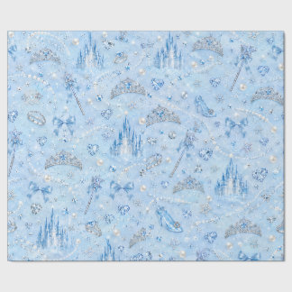 Ice Blue, Princess Tiara, Magic Wand, Birthday, ラッピングペーパー