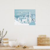 Ice Blue Winter in Paris Quinceañera ポスター (キッチン)