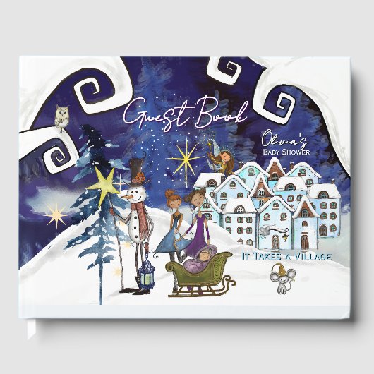 Ice Blue Winter Magic Baby Shower Guest Book ゲストブック (正面)