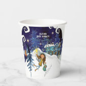 Ice Blue Winter Village Baby Shower | Flying Fairy 紙コップ (正面)