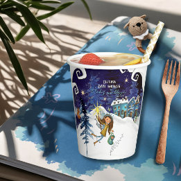 Ice Blue Winter Village Baby Shower | Flying Fairy 紙コップ