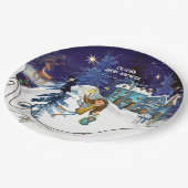 Ice Blue Winter Village Baby Shower | Swirl Frame ペーパープレート (アングル)