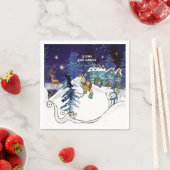 Ice Blue Winter Village Baby Shower Swirl Napkins  スタンダードカクテルナプキン (インサイチュ)