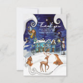Ice Blue Winter Village Thank You Card | Fairy  サンキューカード (正面)