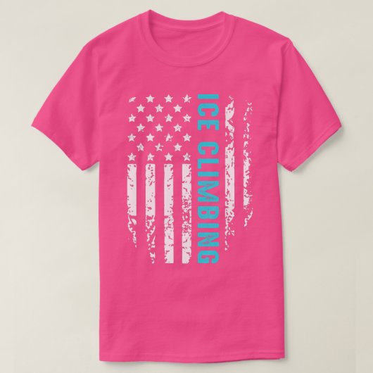 Ice Climbing American Flag Patriotic Winter Sports Tシャツ (デザイン正面)