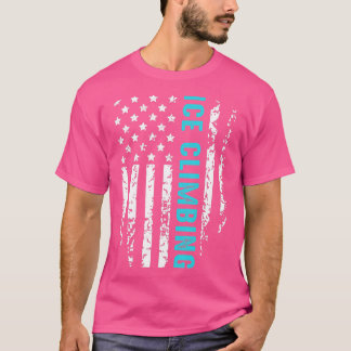 Ice Climbing American Flag Patriotic Winter Sports Tシャツ