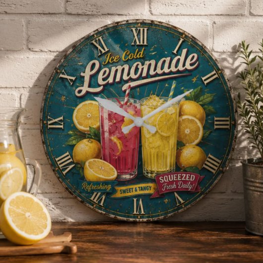 Ice Cold Lemonade ラージ壁時計