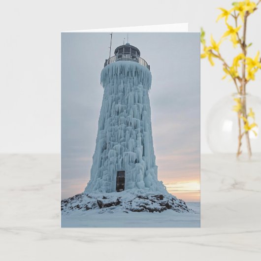 Ice covered lighthouse カード (黄色い花)