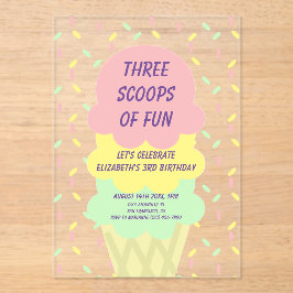 Ice Cream 3rd Birthday アクリル招待状