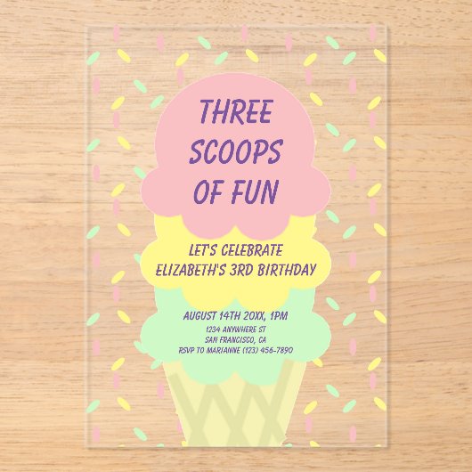 Ice Cream 3rd Birthday アクリル招待状 (正面)