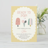 Ice Cream Baby Shower Invitation Yellow Gold Pop 招待状 (スタンド正面)