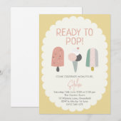 Ice Cream Baby Shower Invitation Yellow Gold Pop 招待状 (正面/裏面)