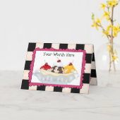 Ice Cream Banana Splitグリーティングカード単語の追加 カード (黄色い花)