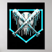 Ice Cream Baseball Drip Home Plate Bats Cool For B ポスター (正面)