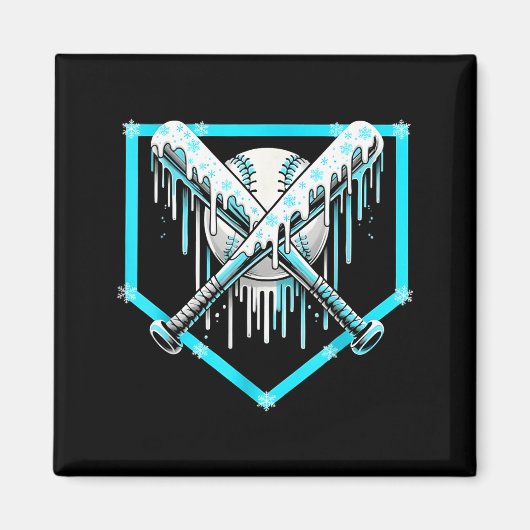 Ice Cream Baseball Drip Home Plate Bats Cool For B マグネット (正面)