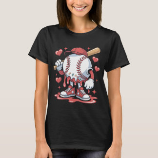 Ice Cream Baseball Drip Melting Character Art Ice  Tシャツ