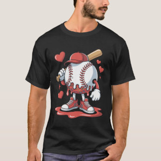 Ice Cream Baseball Drip Melting Character Art Ice  Tシャツ