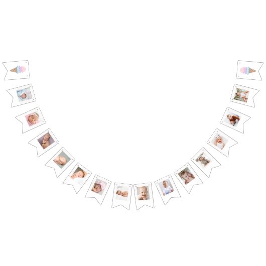 Ice Cream Birthday Photo Banner バンティングフラッグ (全)