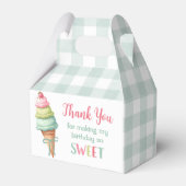 Ice Cream Blue Bow Gingham Birthday Party フェイバーボックス (裏面サイド)
