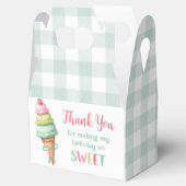 Ice Cream Blue Bow Gingham Birthday Party フェイバーボックス (オープン)