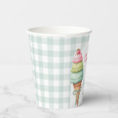 Ice Cream Blue Bow Gingham Birthday Party 紙コップ (右)