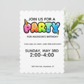 Ice Cream Bright Colorful Bubble Neon Party Invite 招待状 (スタンド正面)