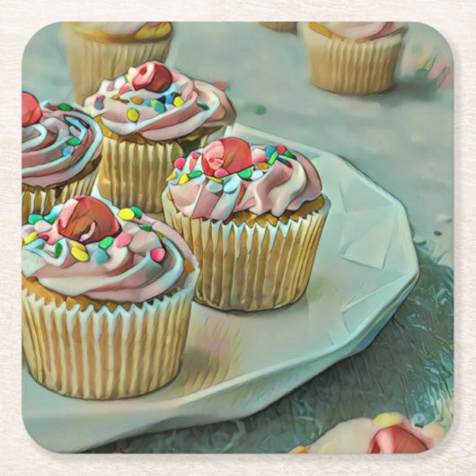 Ice cream cake スクエアペーパーコースター (正面)