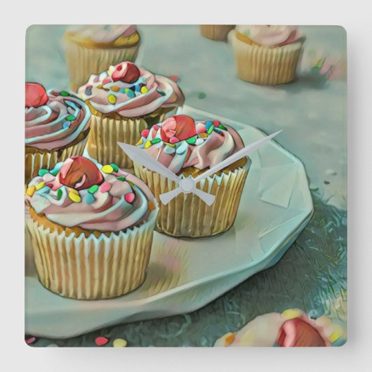 Ice cream cake スクエア壁時計 (正面)