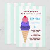 Ice Cream Cone Birthday 招待状 (正面/裏面)