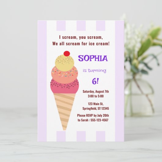 Ice Cream Cone Birthday  招待状 (スタンド正面)