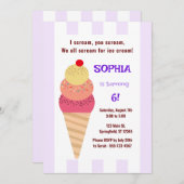 Ice Cream Cone Birthday 招待状 (正面/裏面)