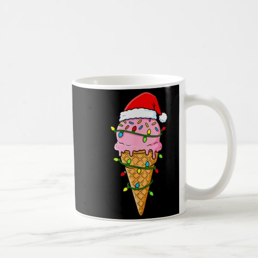 Ice Cream Cone Christmas Lights Santa Hat Food Xma コーヒーマグカップ (右)