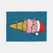 Ice Cream Cone Christmas Lights Santa Hat Food Xma フリースブランケット (正面(横))