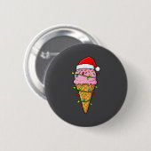 Ice Cream Cone Christmas Lights Santa Hat Food Xma 缶バッジ (正面&裏面)