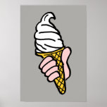 Ice Cream Cone Design ポスター<br><div class="desc">Ice cream cone in a cartoon pop-art style design. Big bright Ice cream cornet motif graphic on a poster. Ice cream poster.</div>