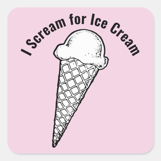 Ice Cream Cone Design Vinyl Sticker スクエアシール (正面)