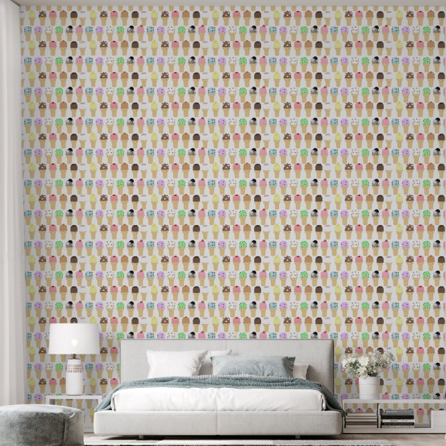 Ice Cream Cone Pattern Wall Paper 壁紙 (寝室)