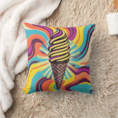 Ice Cream Cone Psychedelic Pop Art クッション (ブランケット)