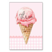 Ice Cream Cone Table Number Card | Pink Watercolor テーブルナンバー (裏面)
