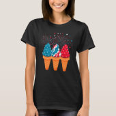 Ice Cream Cones 4th Of July Patriotic USA Flag Pri Tシャツ (正面)