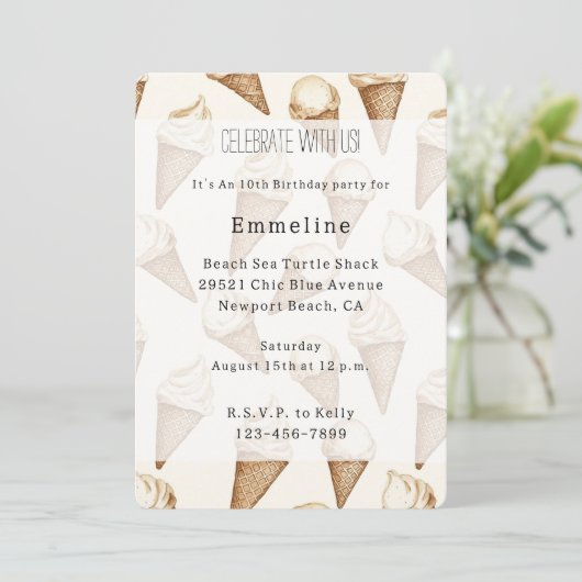 Ice Cream Cones Birthday 招待状 (スタンド正面)