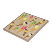 Ice cream cones hearts-Beige タイル (側面)