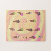 Ice Cream Cones on pink orange yellow swirl puzzle ジグソーパズル (横)