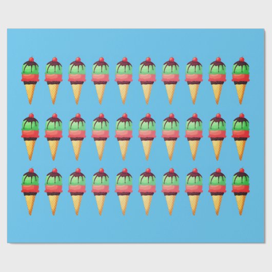 Ice Cream Cones Pattern Wrapping Paper ラッピングペーパー (フラット)