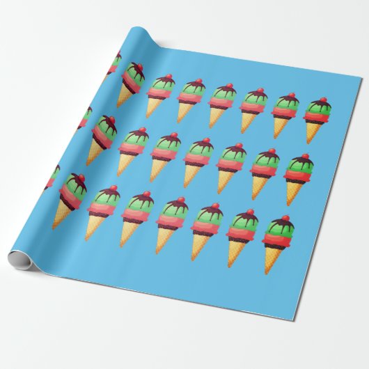 Ice Cream Cones Pattern Wrapping Paper ラッピングペーパー (アンロールド)