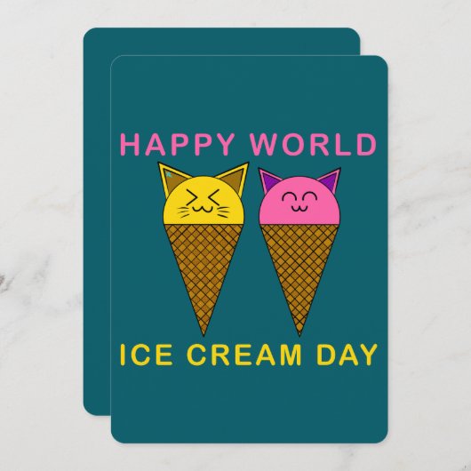 Ice Cream Day Cats 招待状 (正面/裏面)