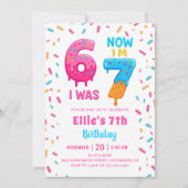 Ice Cream Donut Six Seven Girl Birthday Invitation 招待状 (正面)